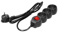 Trojitý predlžovací kábel s vypínačom 16A ~ 3680W / 3x1,5 / 3m čierny Trojitý predlžovací kábel s vypínačom 16A ~ 3680W / 3x1,5 / 3m čierny
