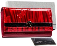 Dámska červená kožená peňaženka Cavaldi s veľkou kapacitou a motýlikmi