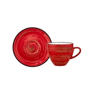 Šálka na kávu 110 ml s podšálkou 12 cm Wilmax červený porcelán Šálka na kávu 110 ml s podšálkou 12 cm Wilmax červený porcelán