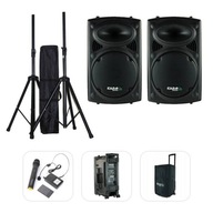 Zvukový systém PORTY s FM USB TWS, UHF mikrofónmi, batériou a stojanmi Zvukový systém PORTY s FM USB TWS, UHF mikrofónmi, batériou a stojanmi