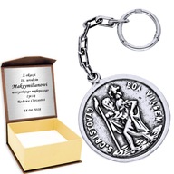 Strieborná kľúčenka Saint Christopher John Paul II Gravírovaný Strieborná kľúčenka Saint Christopher John Paul II Gravírovaný
