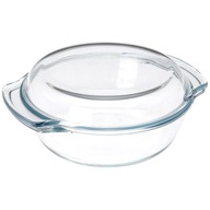Žiaruvzdorný sklenený tanier, okrúhly pekáč, veľkosť 2,4