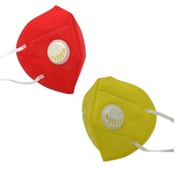 KN95 ochranná maska ​​s ventilom červená/žltá - 50 ks.