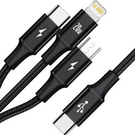 BASEUS KÁBEL 3V1 USB-C na LIGHTNING TYP-C MIKRO KÁBEL 20W PD 3,5A 1,5M BASEUS KÁBEL 3V1 USB-C na LIGHTNING TYP-C MIKRO KÁBEL 20W PD 3,5A 1,5M