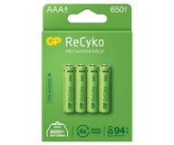 4x GP ReCyko 650mAh 1,2V AAA Ni-MH batéria 4x GP ReCyko 650mAh 1,2V AAA Ni-MH batéria