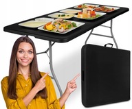 PARTY cateringový stôl, rozkladací do kufra, 180 cm, čierny