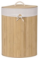 Bambusový rohový kôš na bielizeň s krytom