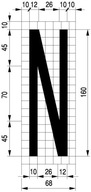 Šablóna na cestu 160cm, písmeno N, hrúbka materiálu 1 mm