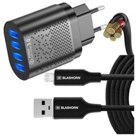 RÝCHLA SIEŤOVÁ NABÍJAČKA QC 3.0 NAPÁJACÍ ZDROJ 4xUSB 48w a micro USB kábel 1,8m