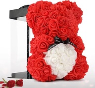 Medvedík s ružami 25cm z lupeňov ruží + DARČEKOVÁ KRABIČKA