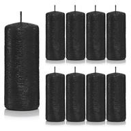 Dekoratívne sviečky, čierne, kokon cylinder, 10/4, sada 9 ks Dekoratívne sviečky, čierne, kokon cylinder, 10/4, sada 9 ks