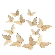Samolepky na stenu 3D Butterflies Gold Wedding 12 kusov