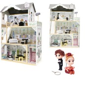 Veľký drevený domček pre bábiky + nábytok pre 2 bábiky 122 cm LED osvetlenie