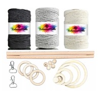 Súprava Macrame, 180 m bavlnená šnúra, príslušenstvo Súprava Macrame, 180 m bavlnená šnúra, príslušenstvo