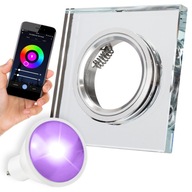 1x Štvorcová STRIEBORNÁ SKLENÁ STROPNÉ SVETLO RGB WIFI FAREBNÁ ŽIAROVKA 1x Štvorcová STRIEBORNÁ SKLENÁ STROPNÉ SVETLO RGB WIFI FAREBNÁ ŽIAROVKA