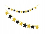 Zlatá hviezda girlanda čierna 300 cm Silvestrovská