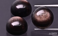 Strieborný a zlatý obsidiánový okrúhly kabošon, priemer 16 mm