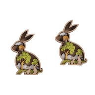 2x dekoratívne ozdoby Dekoračný drevený králik