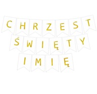 BANNER Nápis girlanda SVÄTÝ KRST MENO Vlajky z BIELEHO ZLATA BANNER Nápis girlanda SVÄTÝ KRST MENO Vlajky z BIELEHO ZLATA