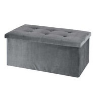 Pouffe Storage Sivá čalúnená pohovka do obývačky, 76 cm zamatová Pouffe Storage Sivá čalúnená pohovka do obývačky, 76 cm zamatová