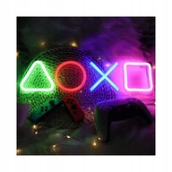 Neónové nočné svetlo s LED hernými symbolmi na gamepade PS4