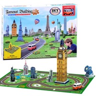 3D puzzle podložka Eiffelova veža, auto Big Ben ZA2536 3D puzzle podložka Eiffelova veža, auto Big Ben ZA2536