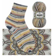NAKO BOHO priadza 100g/400m vlnené ponožky 82453 NAKO BOHO priadza 100g/400m vlnené ponožky 82453