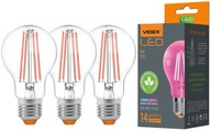 VIDEX LED 8W dvojfarebná žiarovka na pestovanie rastlín, 3 ks