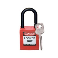 LOTO Visací zámok Lockout BRADY 813594 ČERVENÝ nylon