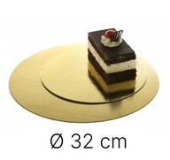 100x Základ na okrúhlu tortu, zlatý, priem. 32 cm