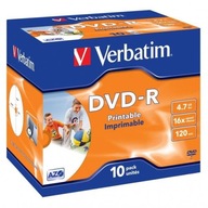 Disky Verbatim DVD-R na potlač šperkovníc, 10 ks Disky Verbatim DVD-R na potlač šperkovníc, 10 ks