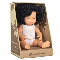 Miniland: bábika s tmavými kučeravými vlasmi E