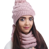 Súprava NANDY: Čiapka + šál Teplý tunel pompom