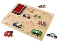 Drevená pečiatka Set of Car Puzzle Figurky