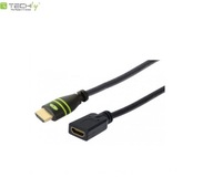 Techly HDMI-HDMI M/F Ethernet 3D 4K HDMI predlžovací kábel, 5m, čierny