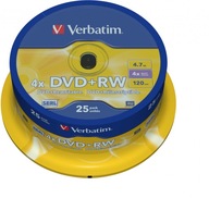 Verbatim 4,7 GB DVD + RW prepisovateľný 25 sz