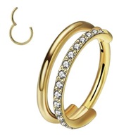 Daith segment nosa kliker náušnice zlaté Helix dvojité titánové zirkóny 8mm Daith segment nosa kliker náušnice zlaté Helix dvojité titánové zirkóny 8mm