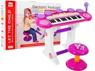 Hudobná súprava ružového klávesového mikrofónu pre deti 3+ svetiel