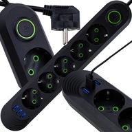 5m napájací pásik, predlžovací kábel, 5 USB zásuviek, prepäťová ochrana 5m napájací pásik, predlžovací kábel, 5 USB zásuviek, prepäťová ochrana