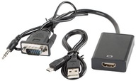 Lanberg adaptér VGA + MiniJack 3,5 mm na HDMI 20 cm Lanberg adaptér VGA + MiniJack 3,5 mm na HDMI 20 cm