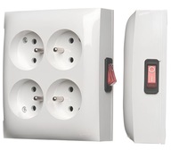 SIMON AquaClick Quadruple Surface Socket Grounding Switch White SIMON AquaClick Quadruple Surface Socket Grounding Switch White