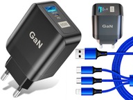QC nabíjačka + 3v1 USB kábel na nabíjanie telefónu