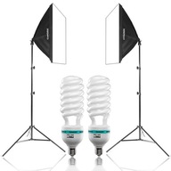 2 FOTOGRAFICKÉ LAMPY žiarovka 650W softbox 40X40cm