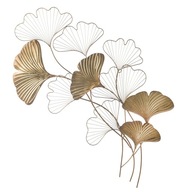 Zlatý kovový dekoračný obrázok listov ginka