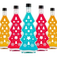 SADA 5x VIANOČNÉ FĽAŠE VIANOČNÝ STROMČEK 500 ML PRE VÍNO BIMBERS LIKERY DARČEK