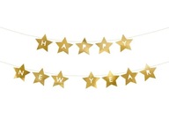 Silvestrovský banner s visiacim girlandou zlatých hviezd Silvestrovský banner s visiacim girlandou zlatých hviezd