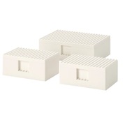 IKEA BYGGLEK LEGO krabica s vekom, 3 ks, biela