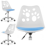 PRINT Biela Modrá otočná písacia stolička
