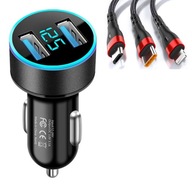 NABÍJAČKA DO AUTO 2x USB + KÁBEL 3V1 USB-C MICRO USB APPLE LIGHTNING NABÍJAČKA DO AUTO 2x USB + KÁBEL 3V1 USB-C MICRO USB APPLE LIGHTNING