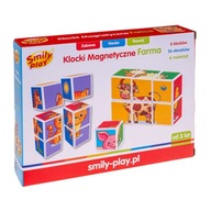 Magnetické bloky Puzzle Farm Smily Play 6el.
